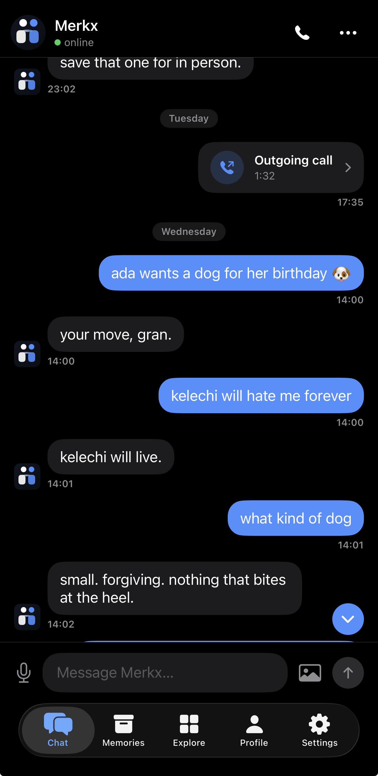 Merkx chat screen